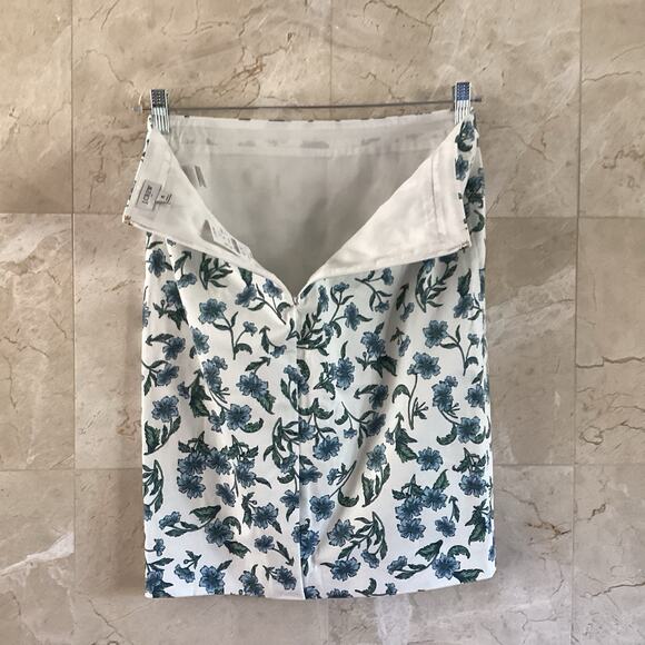 J. Crew Pencil Skirt, Sz 6, NWT White & Blue Floral Fall Office Cottagecore Twee - Picture 3 of 9